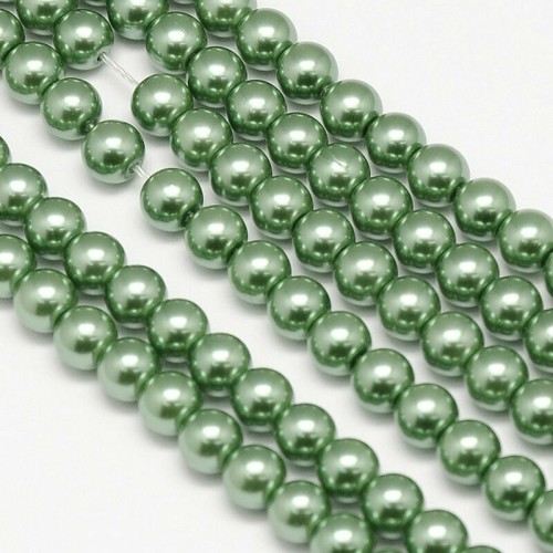 GLASS PEARLS Green 8 mm