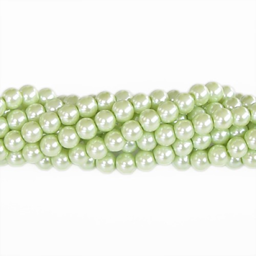 GLASS PEARLS Light Green 6mm