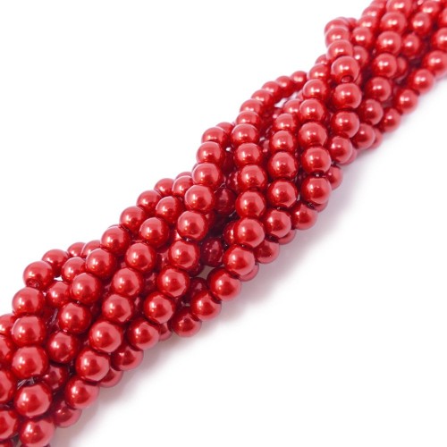 GLASS PEARLS Light Red 6mm