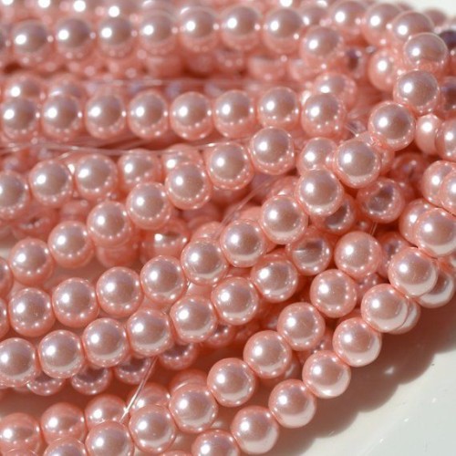 GLASS PEARLS Pink 6mm