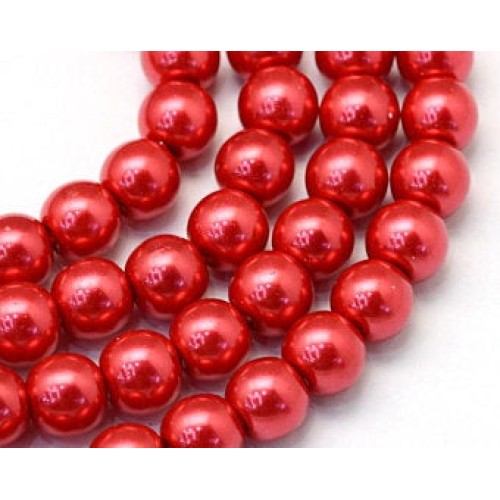 GLASS PEARLS Dark Red 8 mm