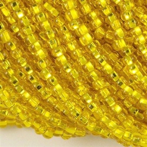 ROUND ROCAILLES  8/0 Transparent Silverline Yellow 87010