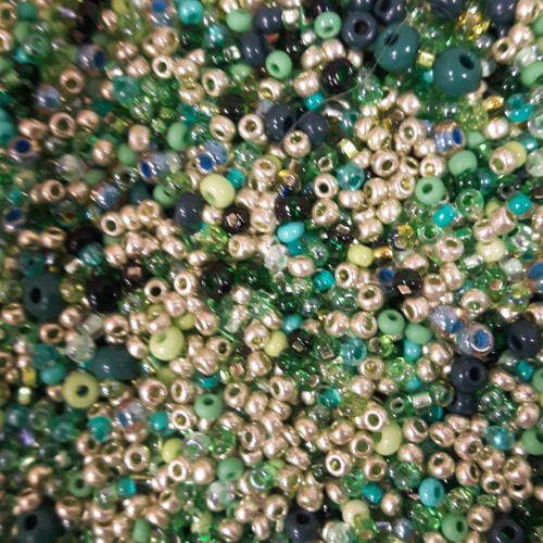 ROUND ROCAILLES Multisize Mix Green - 50gr