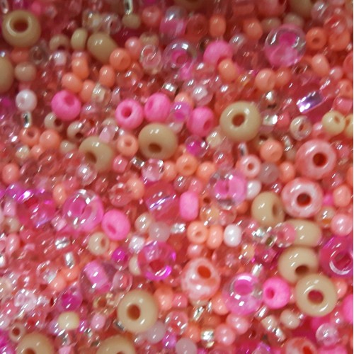 ROUND ROCAILLES Multisize Mix Pink - 50gr