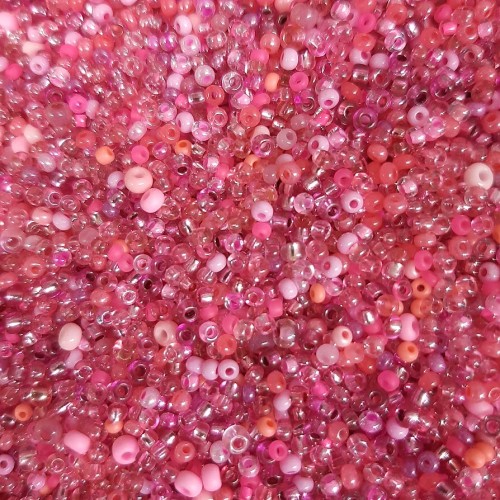 ROUND ROCAILLES Multisize Mix Fucsia - 50gr