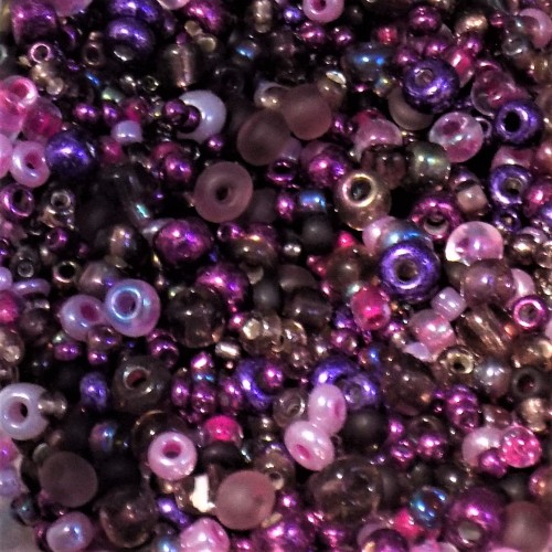 ROUND ROCAILLES Multisize Mix Purple- 50gr