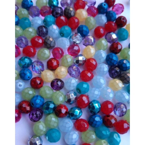 Facetted Fire Polished Round Beads 8 mm COLOUR MIX 50  pcs.