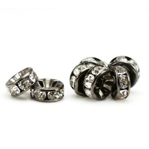 CRYSTAL RHINESTONES RONDELLE Gunmetal 8mm