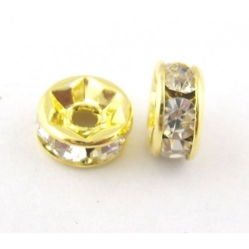 CRYSTAL RHINESTONES RONDELLE  Gold Colour 4mm