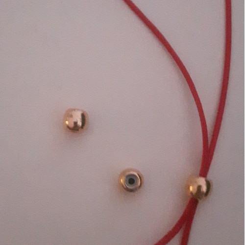 Brass Bead 6mm with Rubber Tube (Ideal for Holding 2 Cords of 1mm) Gold Plated