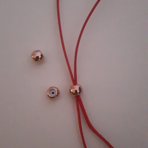 Brass Bead 6mm with Rubber Tube (Ideal for Holding 2 Cords of 1mm) Rose Gold Plated