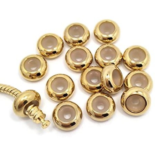 Stainless Steel Spacer Beads With Rubber Core Inside Gold