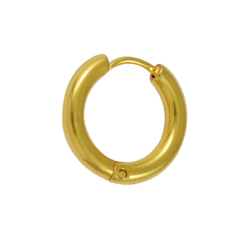 Earring Hoop Stainless Steel 14mm Gold Tone