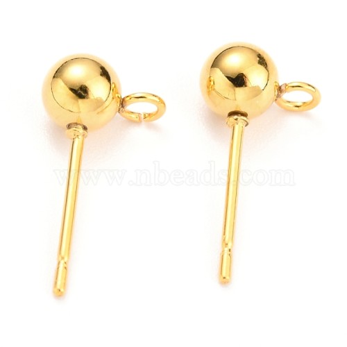 EARRING POSTS 4 mm Stainless Steel Gold Cross Pin