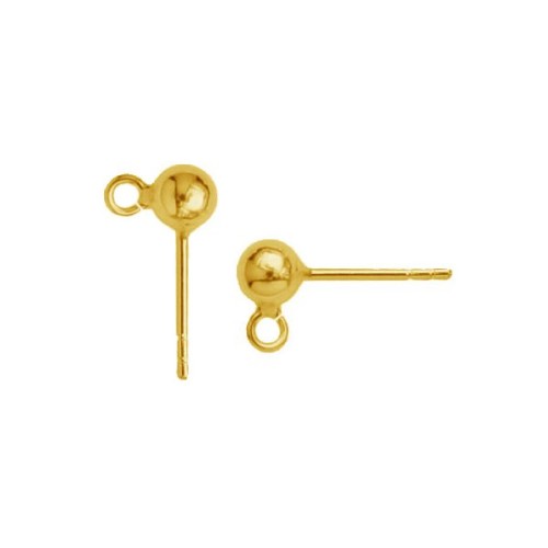 EARRING POSTS 4 mm Stainless Steel Gold