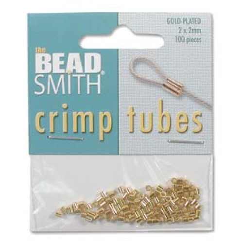 TUBE CRIMP 2MM GOLD PLATED CD/100 PCS