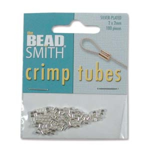 TUBE CRIMP 2MM SILVER PLATED CD/100 PCS