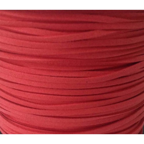 Artificial Suede Cord Coral Flat 3mm ( 10m spool )