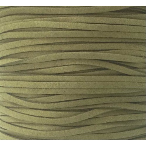 Artificial Suede Cord Olive Green Flat 3mm ( 10m spool )