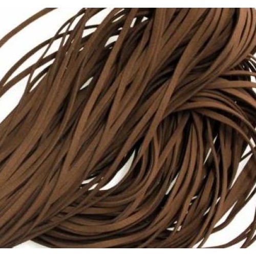 Artificial Suede Cord Brown Flat 3mm ( 10m spool )