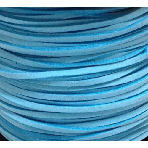 Artificial Suede Cord Light Blue Flat 3mm ( 10m spool )