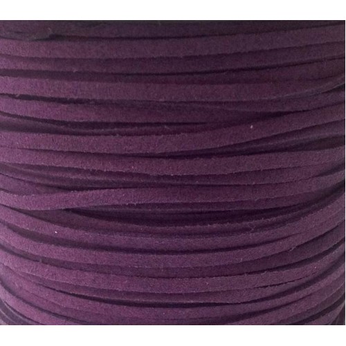 Artificial Suede Cord Dark Purple Flat 3mm ( 10m spool )