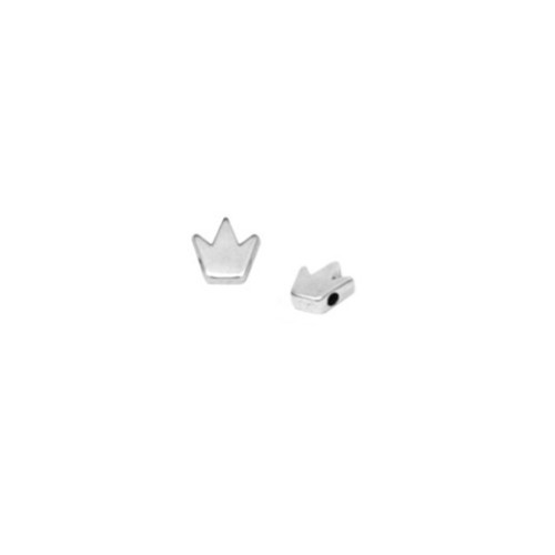 Heart  Bead Crown 8mm (Ø 1.6mm) Silver Plated