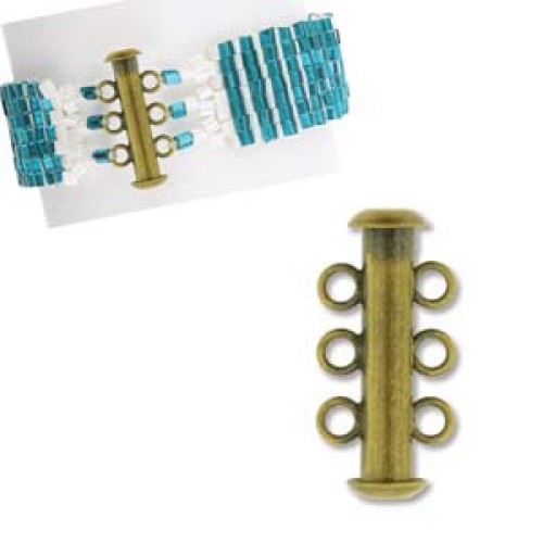 MAGNETIC CLASP 3-STRAND Brass Antique 20mm