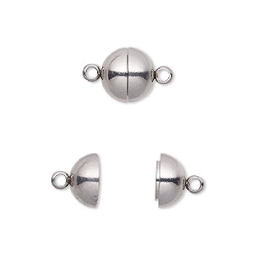 MAGNETIC MINI CLASP ROUND Rhodium Plated 4mm