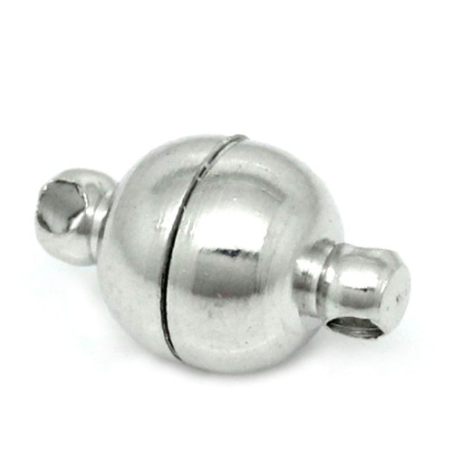 MAGNETIC CLASP ROUND Rhodium Plated 8mm