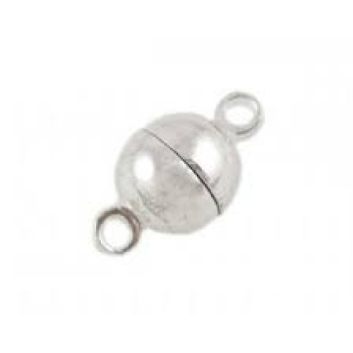 MAGNETIC MINI CLASP ROUND Silver Plated 4mm