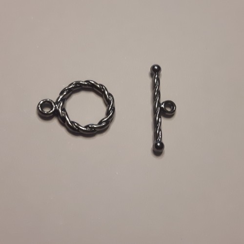 Zamak T-Clasp Round 12 mm Gunmetal