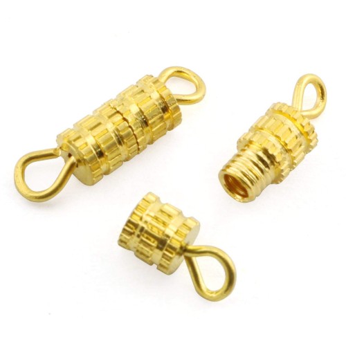 Screw Lock Clasp 3X8 mm Gold Colour - 10pcs