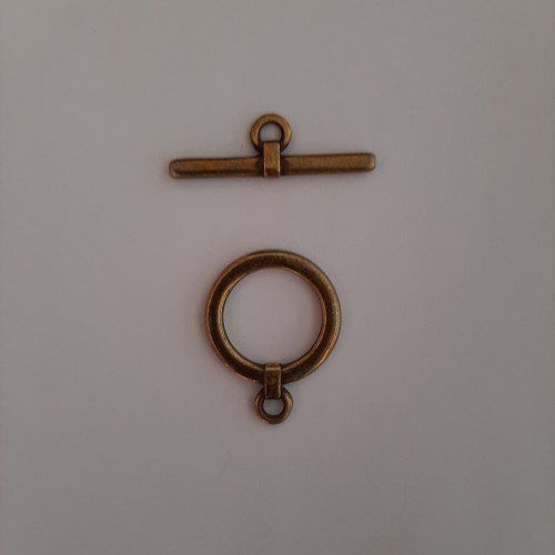 Zamak T-Clasp Round 25 mm Brass Antique