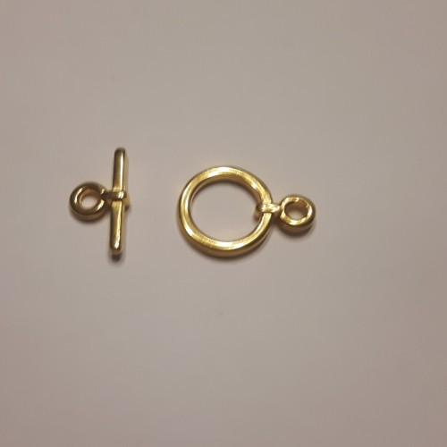 Zamak T-Clasp Round 14mm Gold Plated 24K