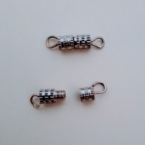 Screw Lock Clasp 3X8 mm Rhodium Colour - 10pcs