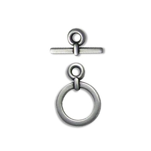 Zamak T-Clasp Round 14mm Antique Silver