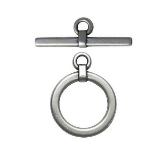 Zamak T-Clasp Round 25 mm Antique Silver