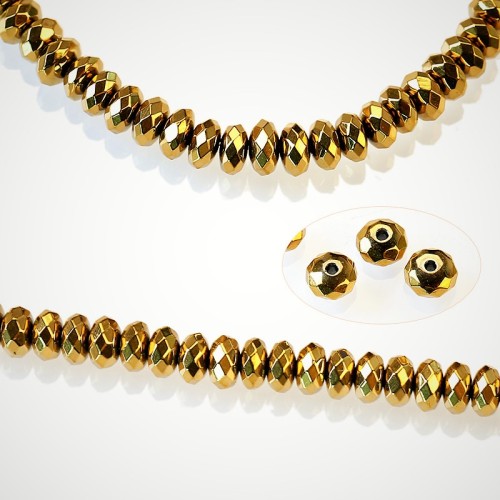 Hematite Faceted Gold Colour 2X4 mm