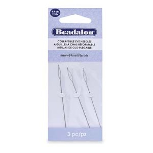 Beadalon Collapsible Eye Needles, 2.5 in (6.4 cm)-assorted,3 pcs