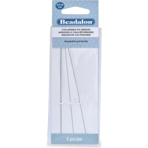 Beadalon Collapsible Eye Needles, 5 in (12.7 cm), assorted,3 pcs