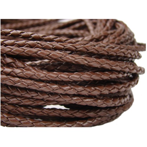 PU Leather cord Braided 5,0 mm brown