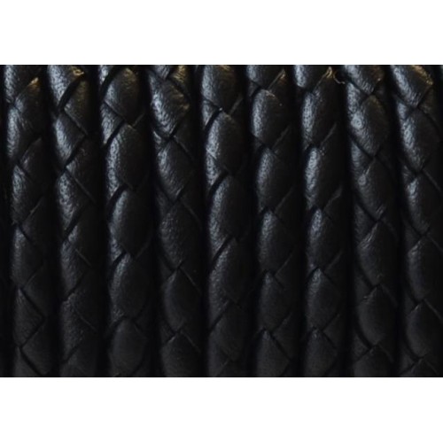 PU Leather cord Braided 6,0 mm black