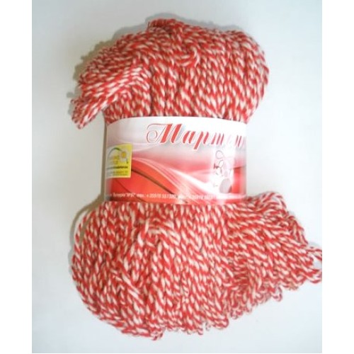 Martenichki yarn twisted white and red 100% acrylic - 150m / 100g