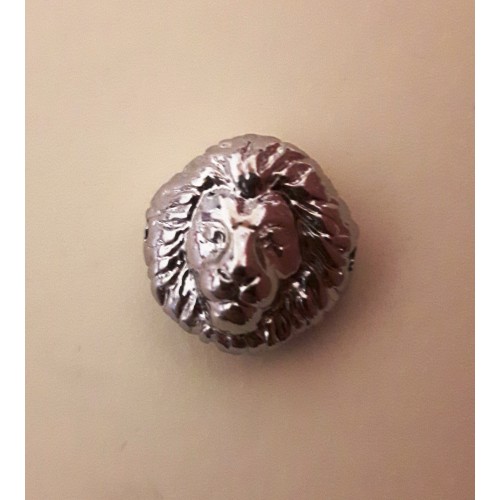 Lion Head Bead -12x8 mm Rhodium Plated