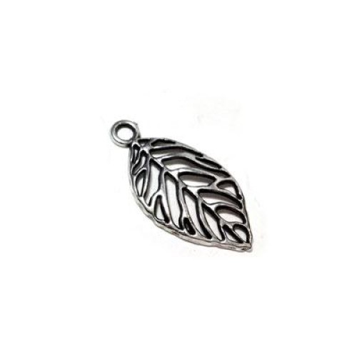 Leaf 26x16mm Antique Silver