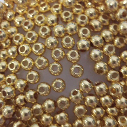 Zamak Bead 3.8 mm (Ø 1.3mm) Gold Plated 10 pcs.