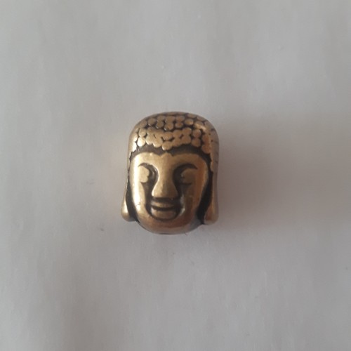 Buddha Head Bead -10x8mm Brass Antique