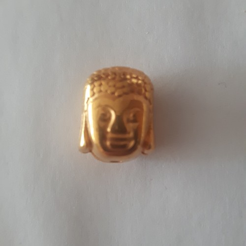 Buddha Head Bead -10x8mm Gold Plated