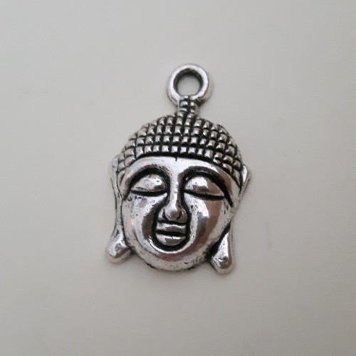 Buddha Head  24x16 mm Silver Antique